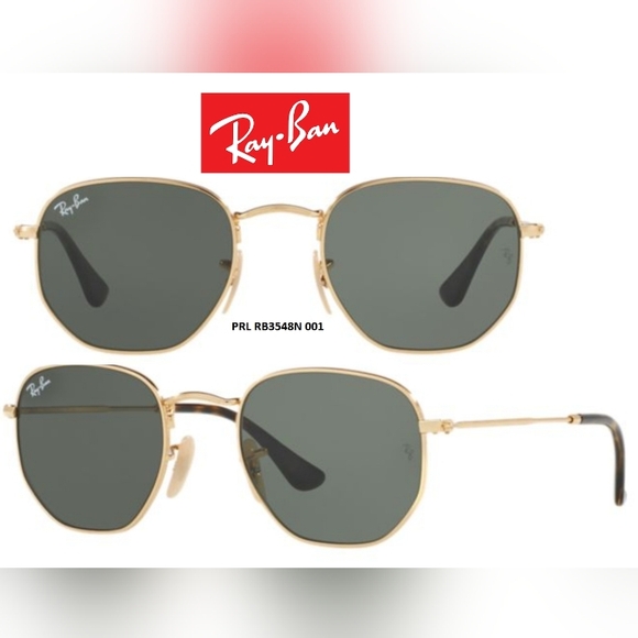 Ray Ban Hexagonal Green G15 Lenses RB3548N Gold Frame - Picture 4 of 14
